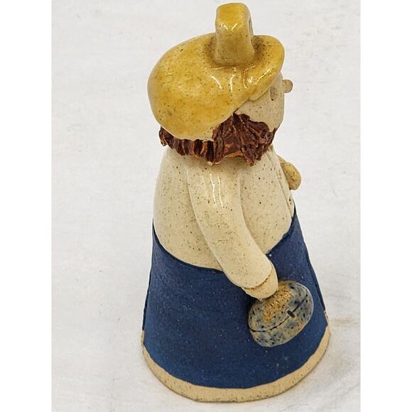 Folk Art Figurine Bearded Pottery Farmhouse Country Home Signed 1986 Glaze 3" - Picture 8 of 13